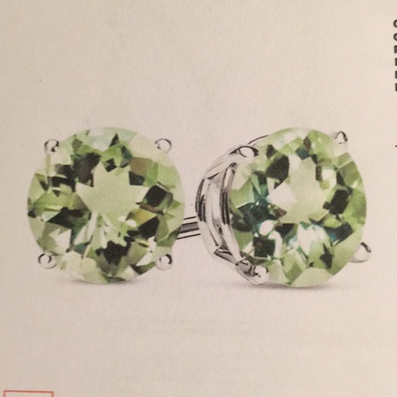 Earrings Green Amethyst 3.60 Ct Stud Sterling